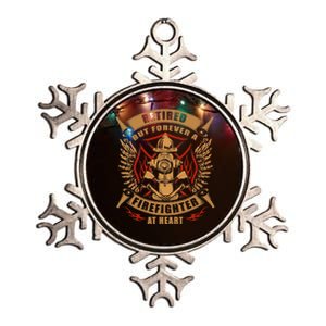 Retired But Forever Firefighter At Heart Retirement Metallic Star Ornament