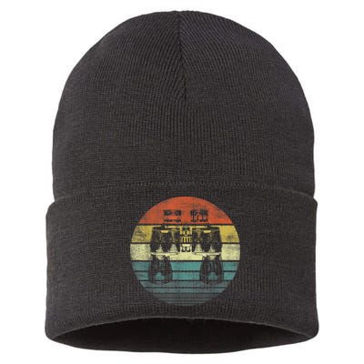 Retro Binoculars Funny Birdwatching Birding Birder Sustainable Knit Beanie