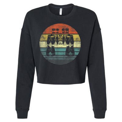 Retro Binoculars Funny Birdwatching Birding Birder Cropped Pullover Crew
