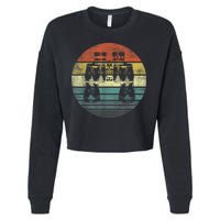 Retro Binoculars Funny Birdwatching Birding Birder Cropped Pullover Crew