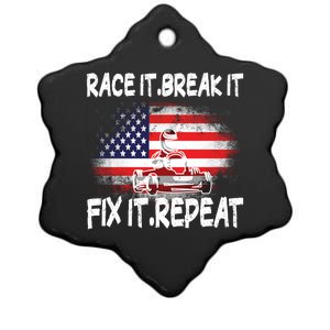 Race Break Fix Repeat Go Kart Cart Racer Gokart Racing Cool Gift Ceramic Star Ornament