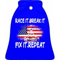 Race Break Fix Repeat Go Kart Cart Racer Gokart Racing Cool Gift Ceramic Bell Ornament