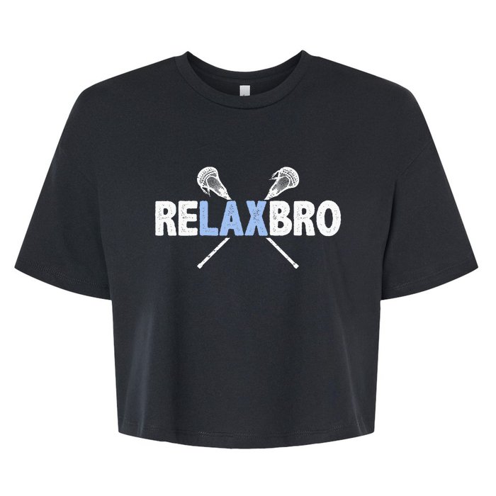 RELAX BRO Funny Lacrosse Player Lax Lover Joke Bella+Canvas Jersey Crop Tee