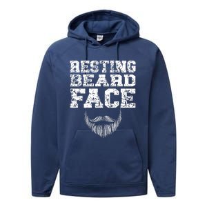 Resting Beard Face Beard Lover Bearded Guy Mustache Performance Fleece Hoodie