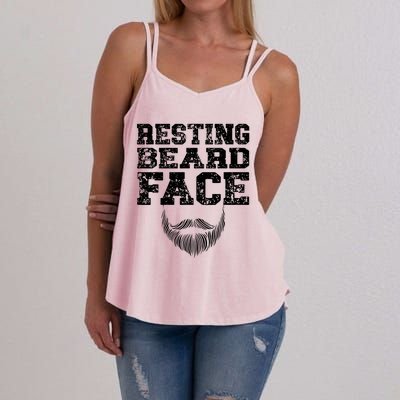 Resting Beard Face Beard Lover Bearded Guy Mustache Women's Strappy Tank