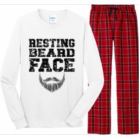 Resting Beard Face Beard Lover Bearded Guy Mustache Long Sleeve Pajama Set