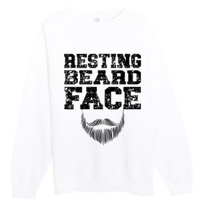 Resting Beard Face Beard Lover Bearded Guy Mustache Premium Crewneck Sweatshirt