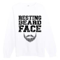 Resting Beard Face Beard Lover Bearded Guy Mustache Premium Crewneck Sweatshirt