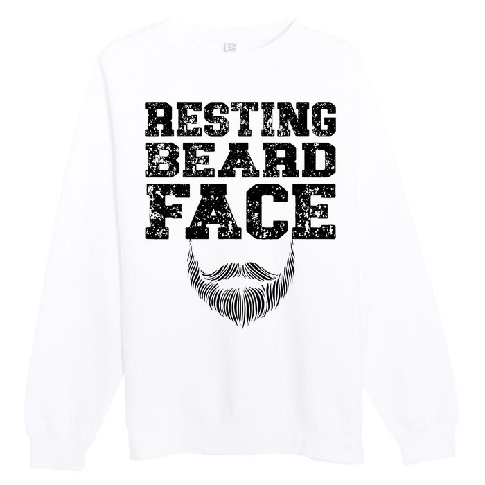 Resting Beard Face Beard Lover Bearded Guy Mustache Premium Crewneck Sweatshirt