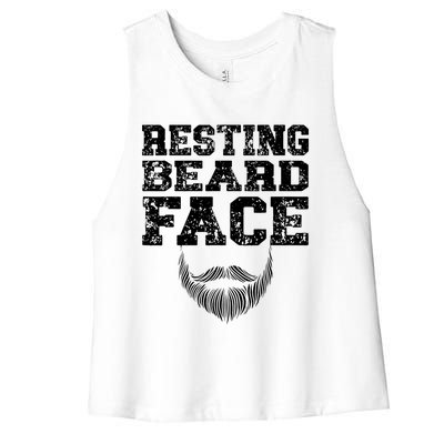 Resting Beard Face Beard Lover Bearded Guy Mustache Women's Racerback Cropped Tank