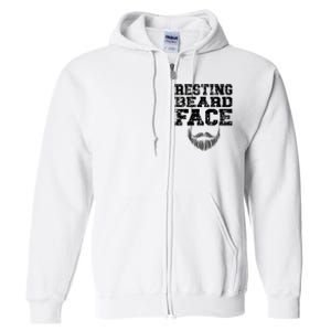 Resting Beard Face Beard Lover Bearded Guy Mustache Full Zip Hoodie