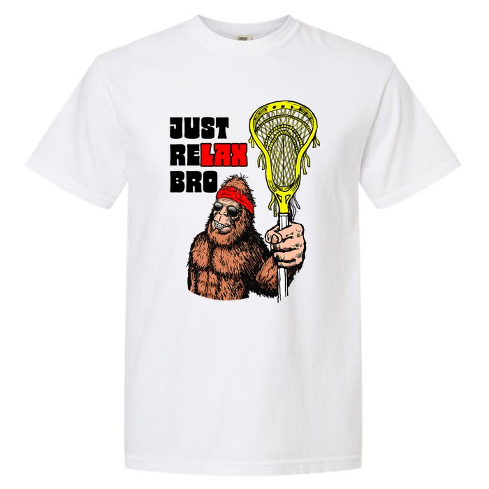 Relax Bro! Funny Sasquatch Lax Bigfoot Lacrosse Vintage 80S Garment-Dyed Heavyweight T-Shirt