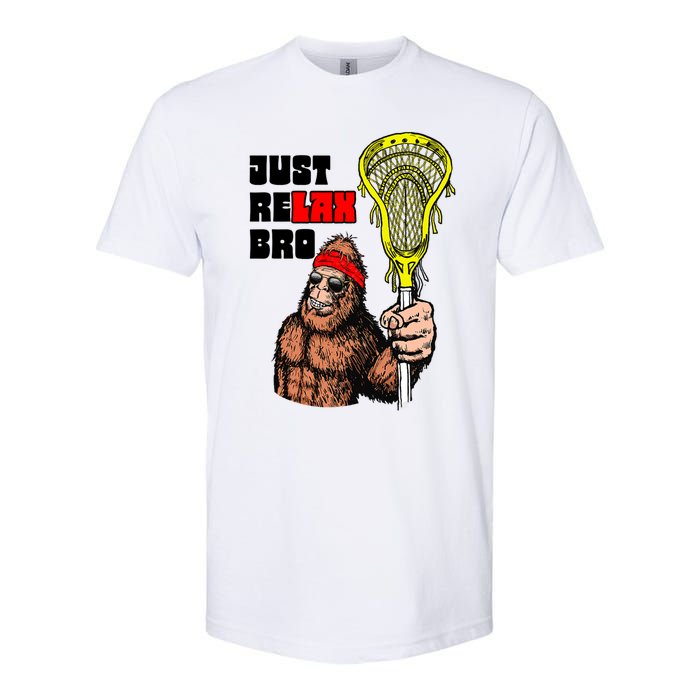 Relax Bro! Funny Sasquatch Lax Bigfoot Lacrosse Vintage 80S Softstyle CVC T-Shirt