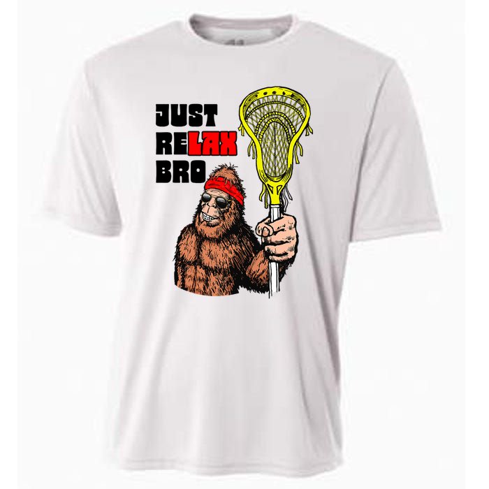 Relax Bro! Funny Sasquatch Lax Bigfoot Lacrosse Vintage 80S Cooling Performance Crew T-Shirt