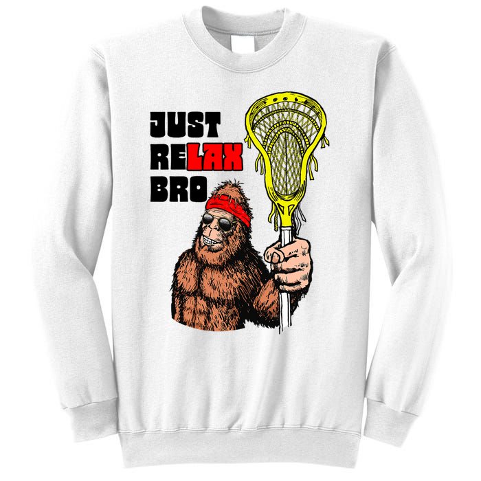 Relax Bro! Funny Sasquatch Lax Bigfoot Lacrosse Vintage 80S Sweatshirt