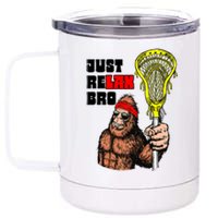 Relax Bro! Funny Sasquatch Lax Bigfoot Lacrosse Vintage 80S 12 oz Stainless Steel Tumbler Cup