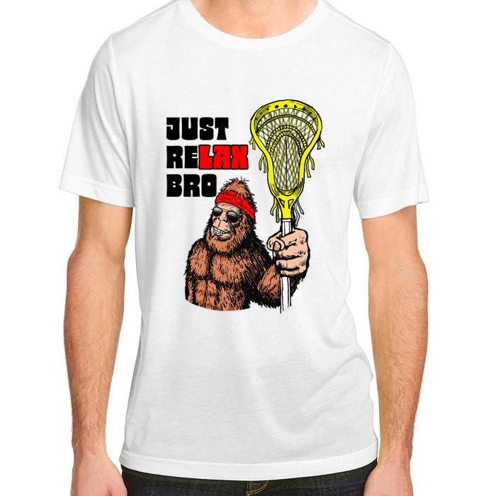 Relax Bro! Funny Sasquatch Lax Bigfoot Lacrosse Vintage 80S Adult ChromaSoft Performance T-Shirt