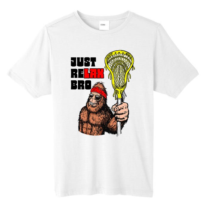 Relax Bro! Funny Sasquatch Lax Bigfoot Lacrosse Vintage 80S Tall Fusion ChromaSoft Performance T-Shirt