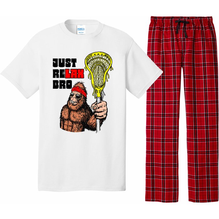 Relax Bro! Funny Sasquatch Lax Bigfoot Lacrosse Vintage 80S Pajama Set