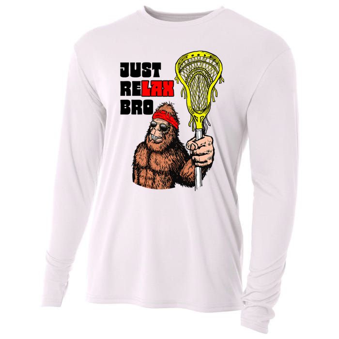 Relax Bro! Funny Sasquatch Lax Bigfoot Lacrosse Vintage 80S Cooling Performance Long Sleeve Crew