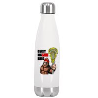 Relax Bro! Funny Sasquatch Lax Bigfoot Lacrosse Vintage 80S Stainless Steel Insulated Water Bottle