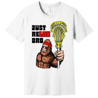 Relax Bro! Funny Sasquatch Lax Bigfoot Lacrosse Vintage 80S Premium T-Shirt