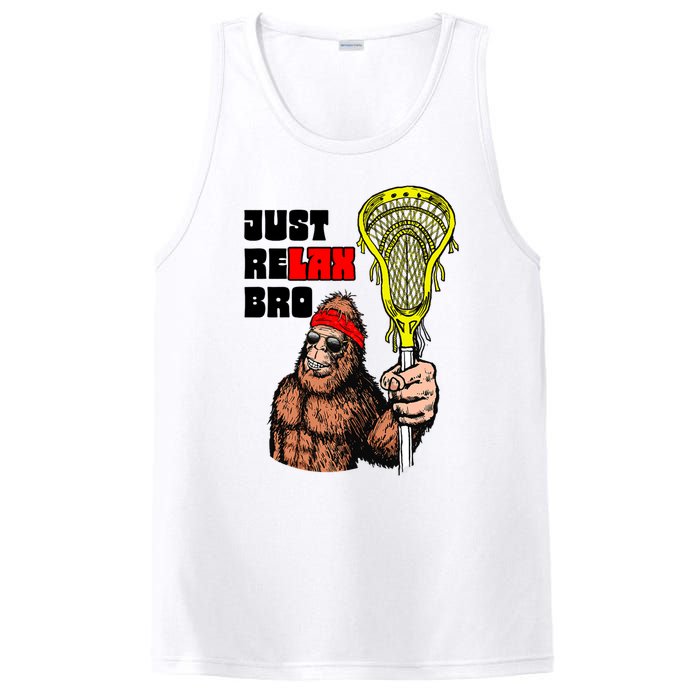 Relax Bro! Funny Sasquatch Lax Bigfoot Lacrosse Vintage 80S PosiCharge Competitor Tank