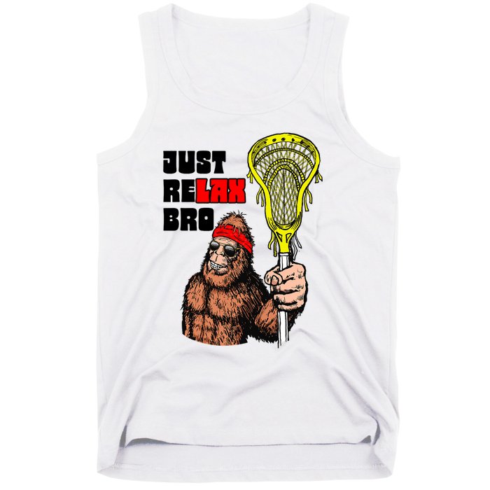 Relax Bro! Funny Sasquatch Lax Bigfoot Lacrosse Vintage 80S Tank Top