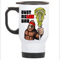 Relax Bro! Funny Sasquatch Lax Bigfoot Lacrosse Vintage 80S Stainless Steel Travel Mug