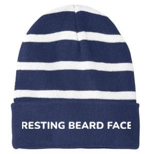 Resting Beard Face Striped Beanie with Solid Band