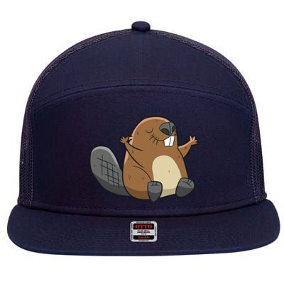 Rodent Beaver Funny Beaver Costume Cool Beaver 7 Panel Mesh Trucker Snapback Hat