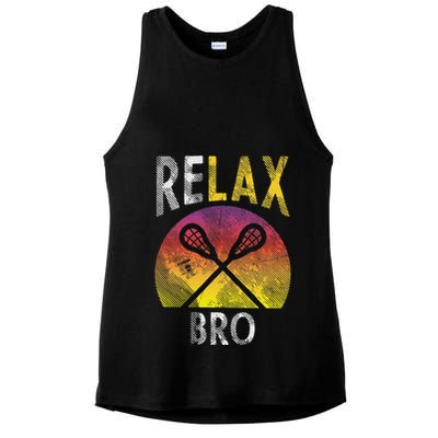 Relax Bro Funny Lacrosse Sayings Lax Player Coach Team Gift Ladies PosiCharge Tri-Blend Wicking Tank