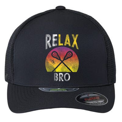 Relax Bro Funny Lacrosse Sayings Lax Player Coach Team Gift Flexfit Unipanel Trucker Cap