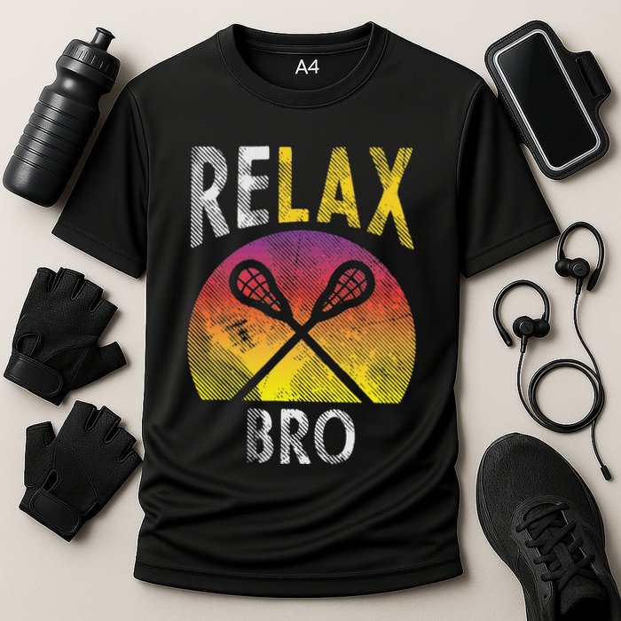 Relax Bro Funny Lacrosse Sayings Lax Player Coach Team Gift Cooling Performance Crew T-Shirt