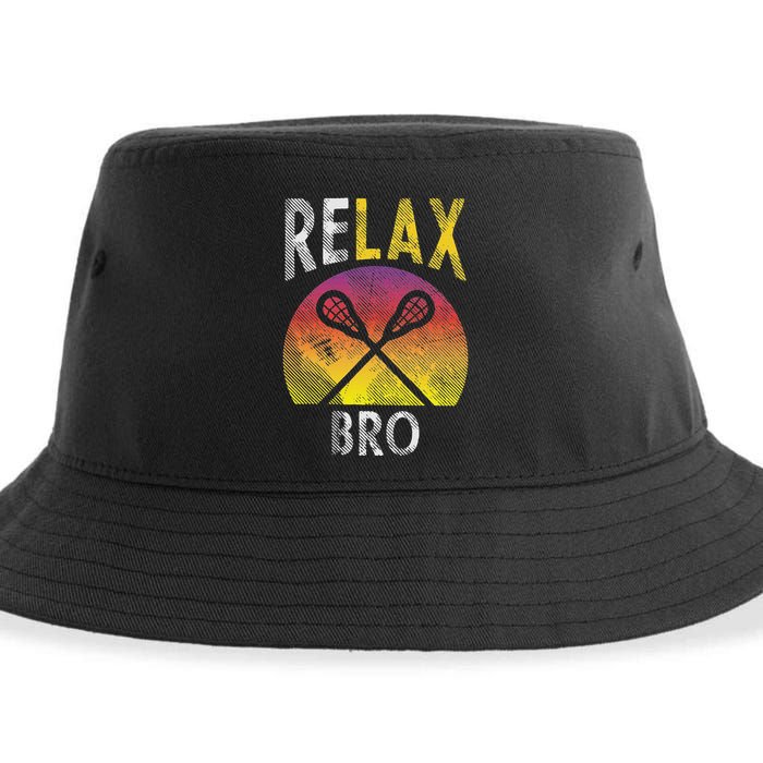 Relax Bro Funny Lacrosse Sayings Lax Player Coach Team Gift Sustainable Bucket Hat