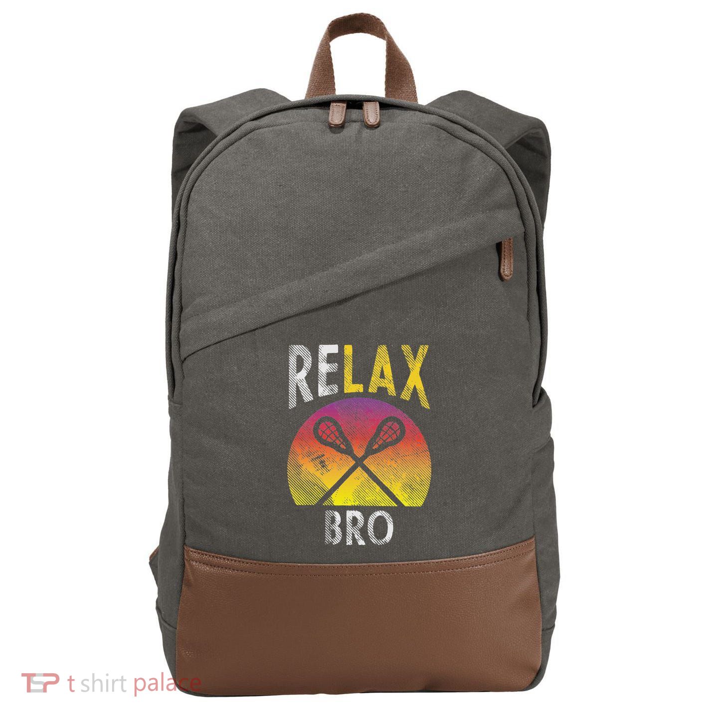 Relax Bro Funny Lacrosse Sayings Lax Player Coach Team Gift Cotton Canvas Backpack
