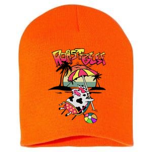 Roast Beef Funny Cow On The Beach Trending Short Acrylic Beanie