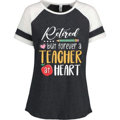 Retired But Forever A Teacher At Heart Retired Teacher Gift Enza Ladies Jersey Colorblock Tee