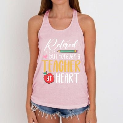 Retired But Forever A Teacher At Heart Retired Teacher Gift Women's Knotted Racerback Tank