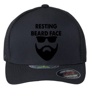 Resting Beard Face Funny Beard Flexfit Unipanel Trucker Cap