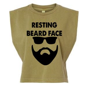 Resting Beard Face Funny Beard Garment-Dyed Women's Muscle Tee