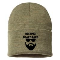 Resting Beard Face Funny Beard Sustainable Knit Beanie