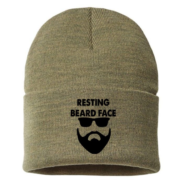 Resting Beard Face Funny Beard Sustainable Knit Beanie