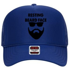 Resting Beard Face Funny Beard High Crown Mesh Back Trucker Hat