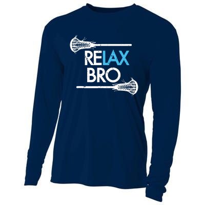 RELAX BRO Funny Lacrosse Player Lax Lover Joke Cooling Performance Long Sleeve Crew