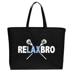 RELAX BRO Funny Lacrosse Player Lax Lover Joke Cotton Canvas Jumbo Tote