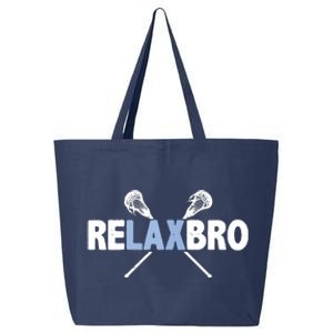 RELAX BRO Funny Lacrosse Player Lax Lover Joke 25L Jumbo Tote