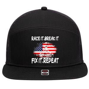 Race Break Fix Repeat Go Kart Cart Racer Gokart Racing Cool 7 Panel Mesh Trucker Snapback Hat