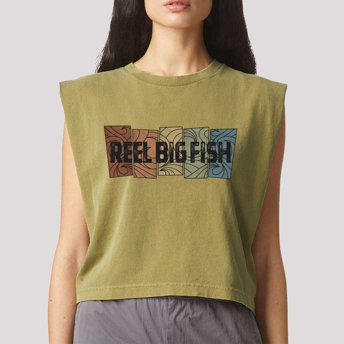 Reel Big Fish Retro Pattern Garment-Dyed Women's Muscle Tee