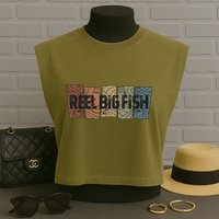 Reel Big Fish Retro Pattern Garment-Dyed Women's Muscle Tee